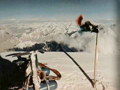 
First ascent of K2: K2 Summit Showing Oxygen Bottles July 30, 1954 - K2: The Price of Conquest book
